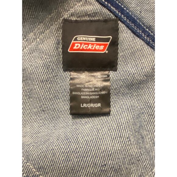 Dickies Denim Bib Overalls L Regular Blue Workwear Carpenter Pockets Heavy Duty - Picture 4 of 8